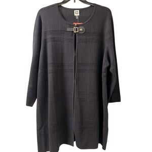 Anne Klein Long Open Cardigan Faux Leather Clasp Size 3X New with Tag MSRP $129